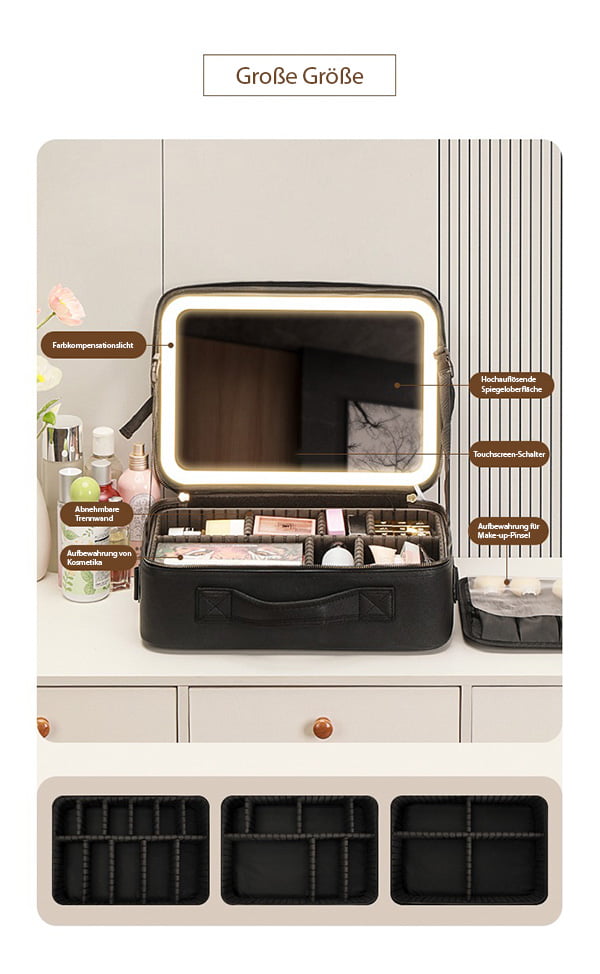 LED Cosmetic Bag with Mirror
