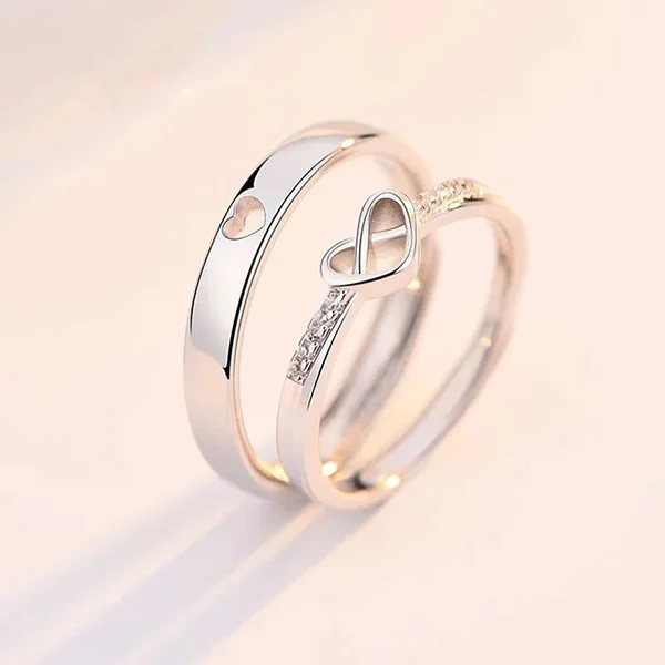 2Pcs/set Heart Matching Couple Ring