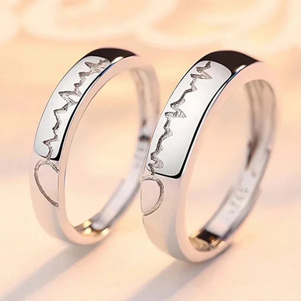 2Pcs/set Heart Matching Couple Ring