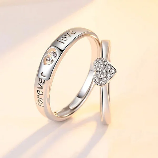 2Pcs/set Heart Matching Couple Ring