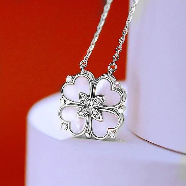 Four Heart Leaf Clover Necklace