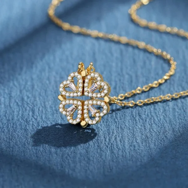 Four Heart Leaf Clover Necklace