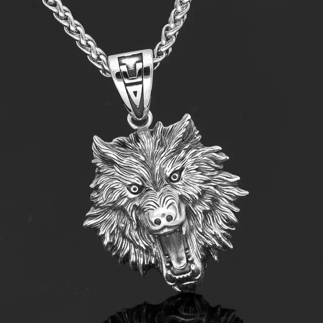 Silver Wolf Pendant Necklace