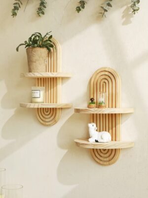 Boho-Hängeregale aus Holz für die Wand