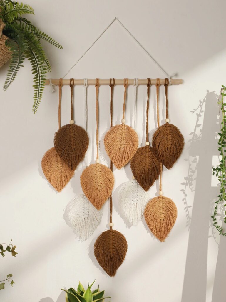 blatt wandbehang makramee