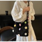 Boho Blumen Gestrickte Tasche Boho Blumen Gestrickte Tasche