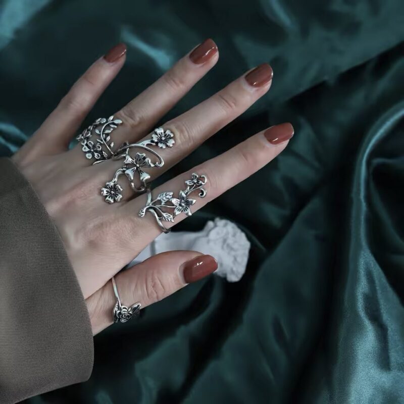 Boho Blumen Ring Set Damen