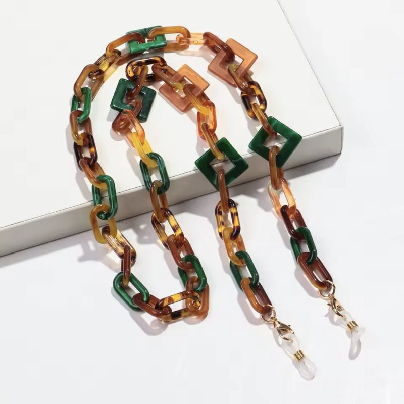 Bunte Boho Brillen Kette Damen Bernstein