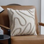 CheniBoho Geometrischer Chenille Kissenbezug Beige Boho Chenille Pillow Cover