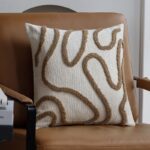 CheniBoho Geometrischer Chenille Kissenbezug Coffee