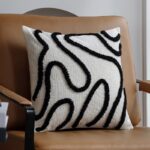 CheniBoho Geometrischer Chenille Kissenbezug black