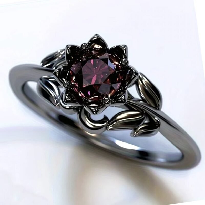 Einzigartiger Boho Statement Ring Roter Kristall Blumen Ring Damen