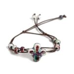 Handmade Ceramic Floral Bracelet Boho Armband mit Blumenmuster