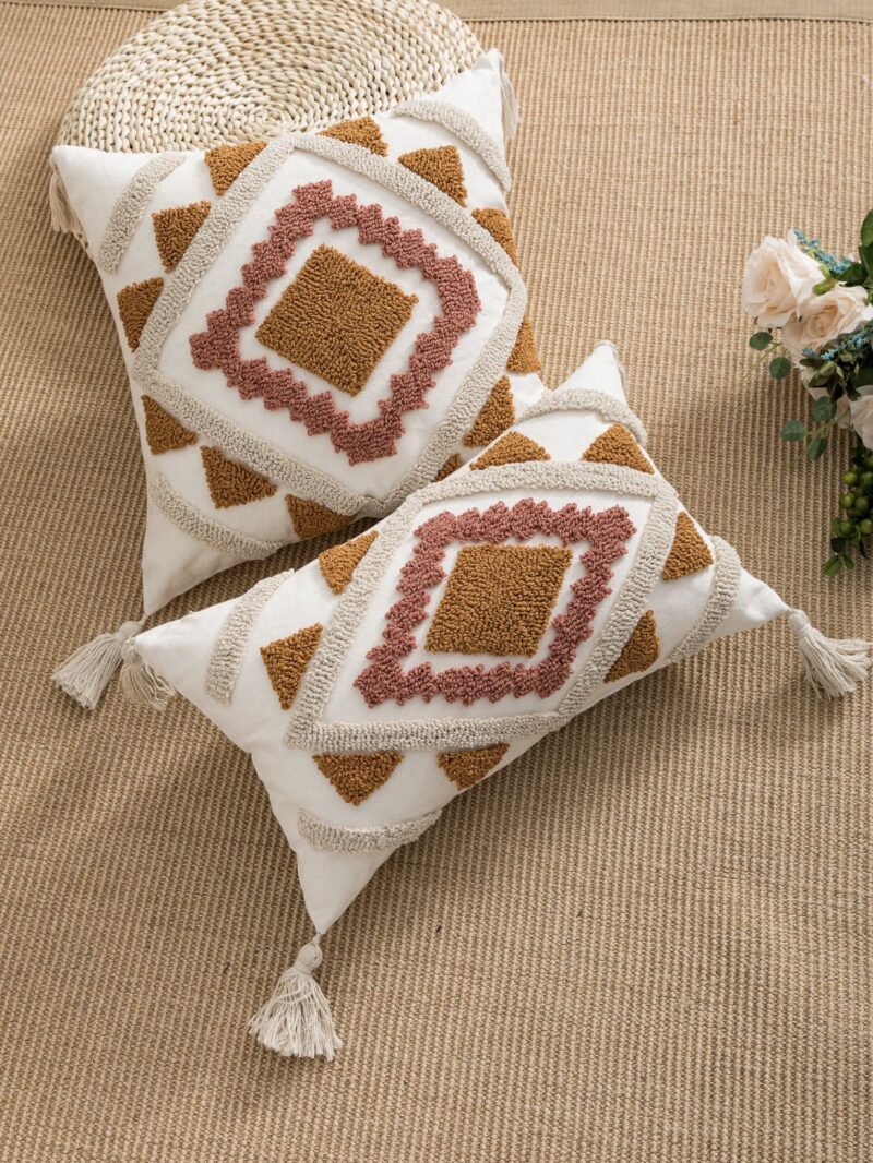 Mehrfarbiger Chenille Kissenbezug Boho Akzent Kissenbezug