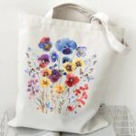 Retro Blumen Tote Handtasche Weiß 1 Wildflowers Shopper Bag Women