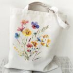 Retro Blumen Tote Handtasche Weiß 6 Vintage Boho Stoff Shopper
