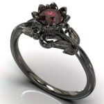 Roter Kristall Blumen Ring Damen Damen Party Schmuck Geschenk