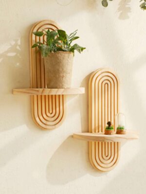 Boho-Hängeregale aus Holz für die Wand