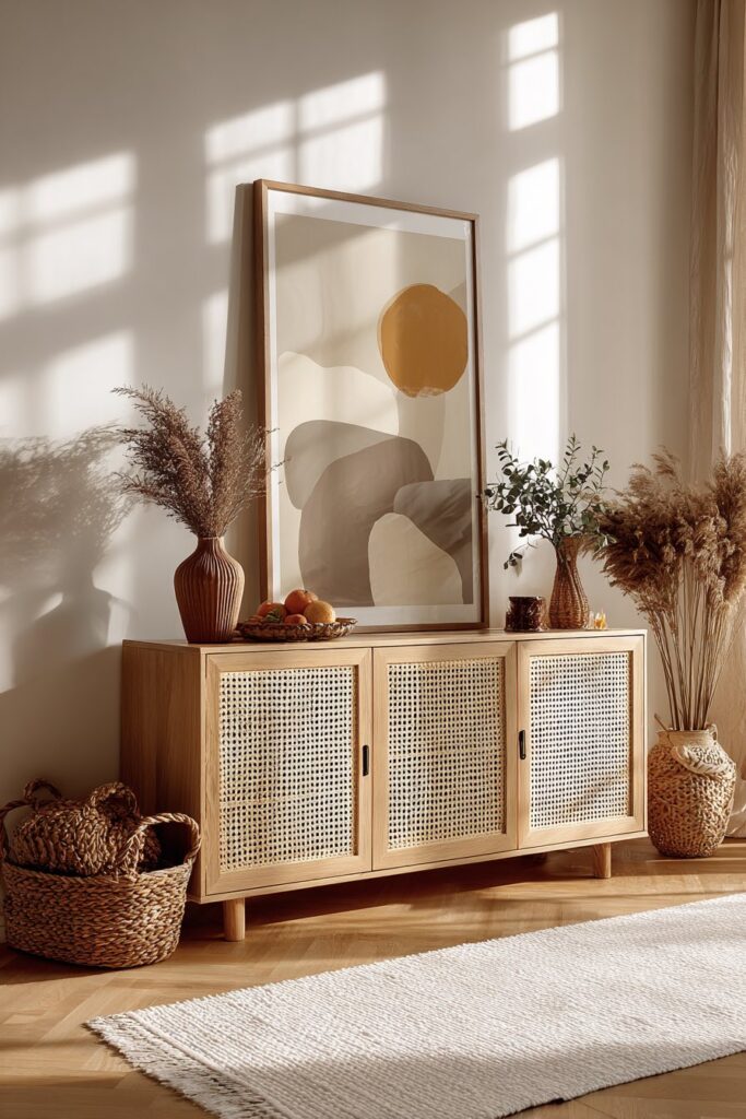 Boho-Sideboard mit Rattantüren als Hingucker
