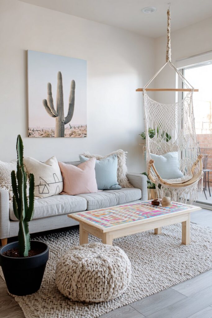 Eklektisches Boho-Wohnzimmer voller Persönlichkeit