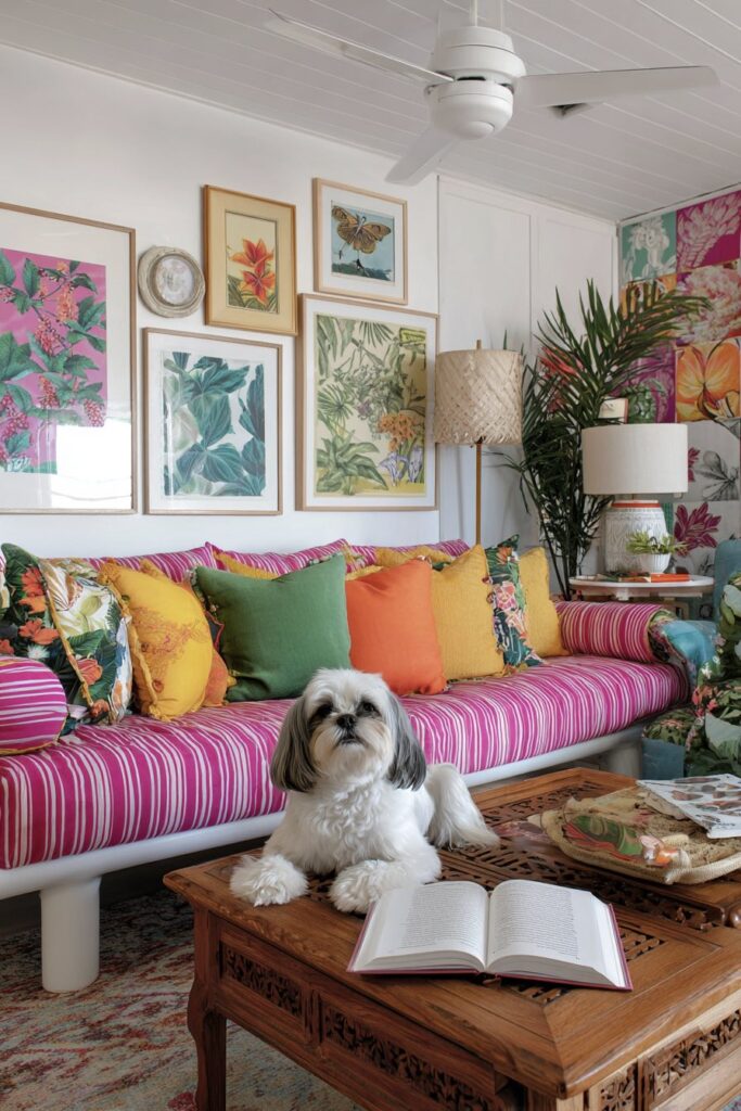 Farbexplosion im Boho-Wohnzimmer